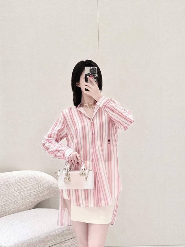 Dio*25 Spring and Summer Vacation New Striped Print Shirt | Exclusive High Editi