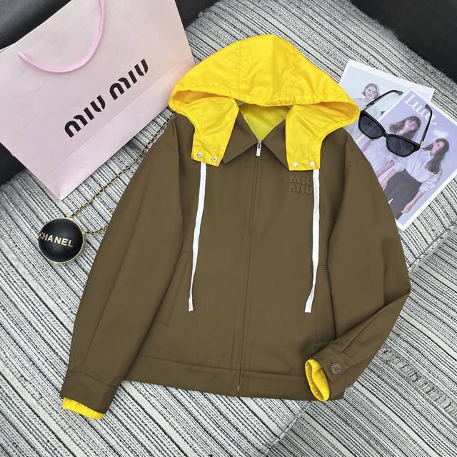 Highly recommend Miumi* 25th year early autumn series new logo zipper hooded ja