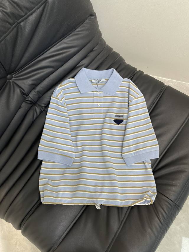 Prada 25Ss Spring and summer new smart wear long-termism new striped short-sleev