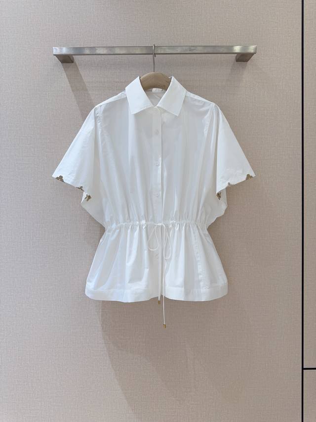 Louis Vuitto*25 New product lapel drawstring waist pleated lace shirt Customized
