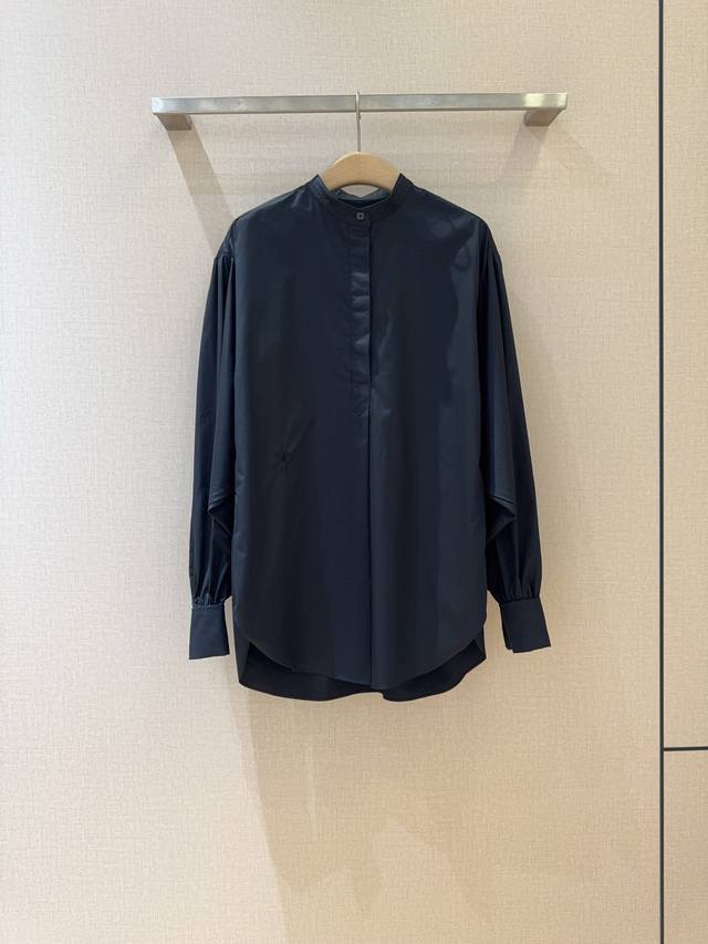 Dio*R 2025Cruise new fashion item Combed poplin cotton small stand-up collar shi