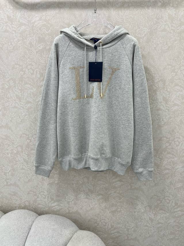 Louis Vuitto*25 New hooded rhinestone letter sweatshirt series models are now av