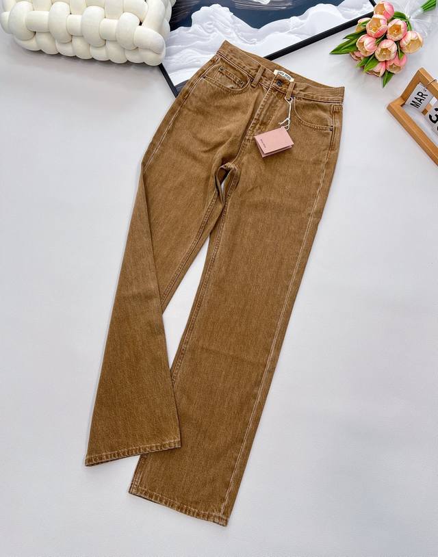 Miumiu new style back pocket three-dimensional letters simple design straight hi