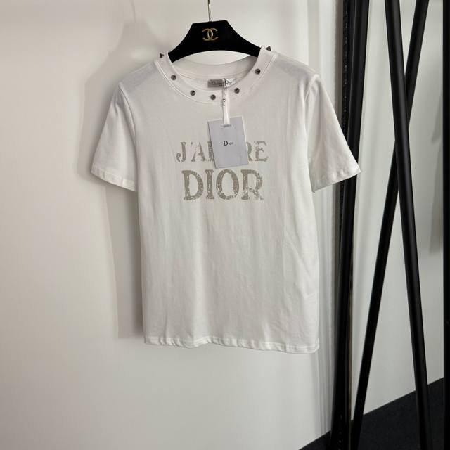 Style No. 20254036 Dio* New Old Logo Letter Printing Anti-wolf Rivet Round Neck