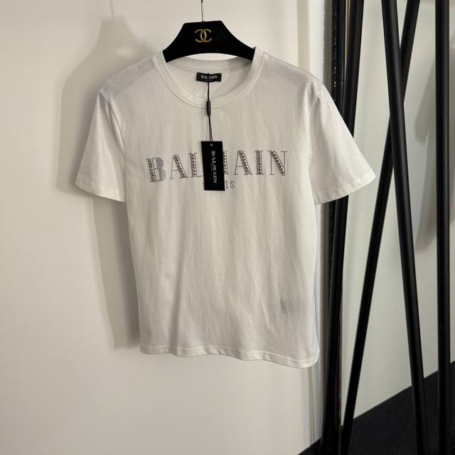 Style No. 20254033 Balmai* new shining hot diamond logo letter short-sleeved T-