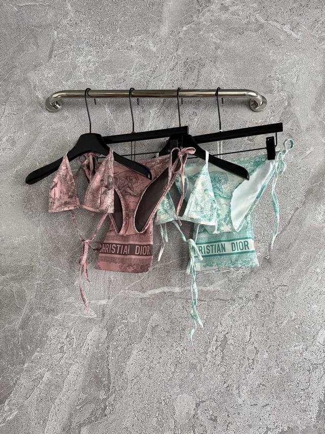 In stock Model No. 5P. Animal bikini pink green with storage bag Iconic Rue Ani