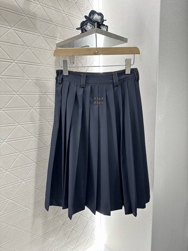 Miumi*2025 New arrivals High waist mid-length pleated skirt Customized Yb Import