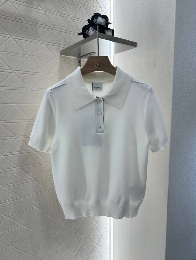 Burberr*2025 New arrivals Lapel knitted tops Customized Yb silk cotton yarn weav