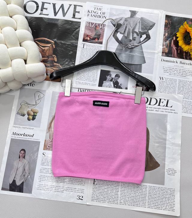 Miumiu25Ss Spring and summer new short tube top vest ح Exclusively developed by