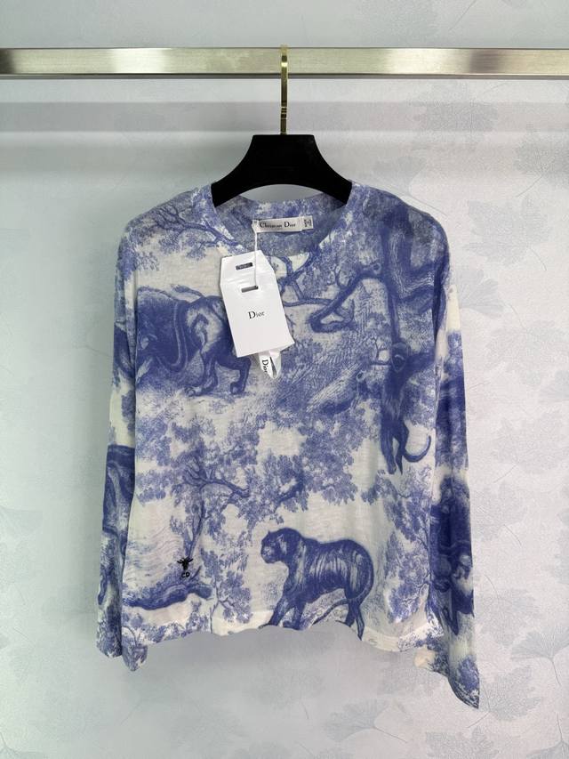 Dio*2025 new animal jungle print knitted long sleeves with full heavy printing,