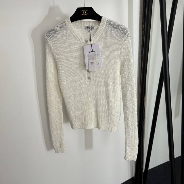 Style No. 20254011 Chane* new Chanel style button long-sleeved sweater top, whi