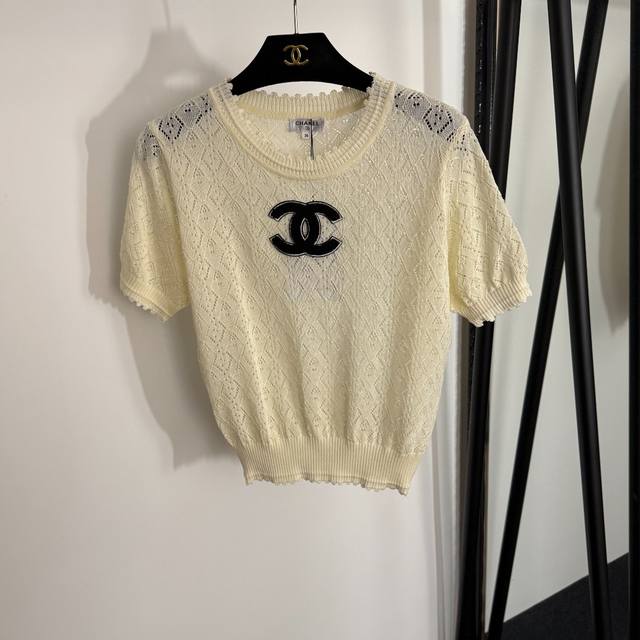 Style No. 20254009 Chane* new Chanel logo embroidered patch hollow short-sleeve