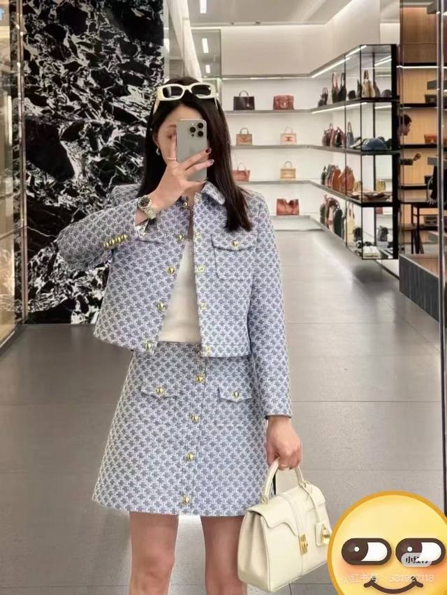 Celin* 25Fw Early Autumn New Arc de Triomphe Old Flower Embroidery Lapel Jacket