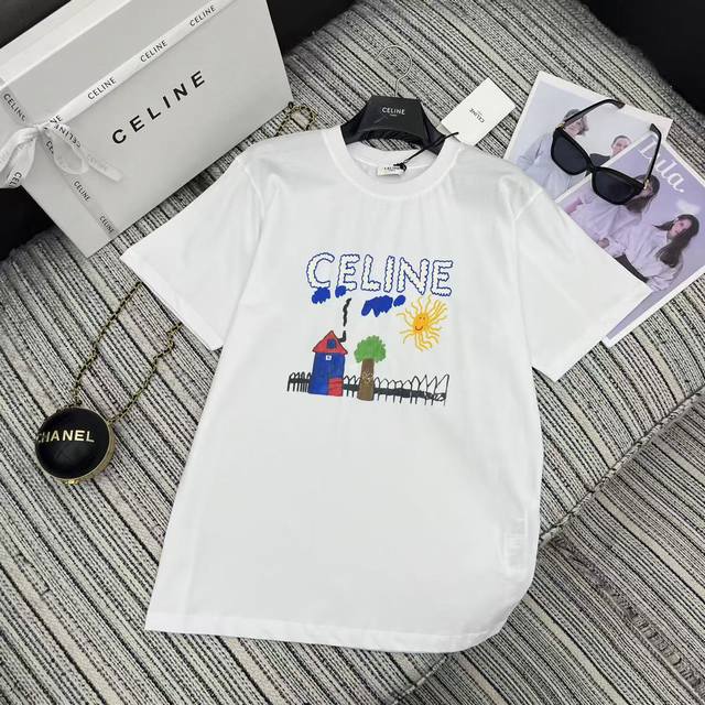 Strongly recommend 25th spring and summer series Cel* new letter print short-sle