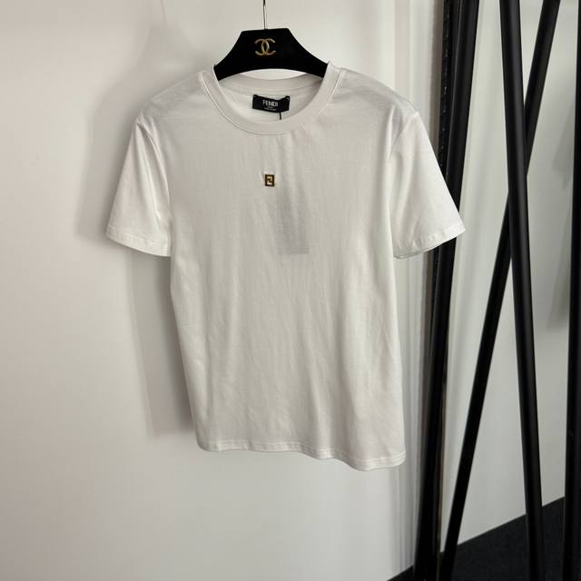 Style No. 20254072 Fend* new F letter metal decoration casual short-sleeved T-s