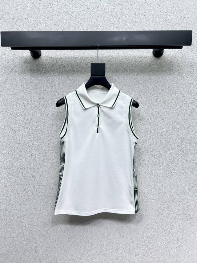 D series of side stripes college style Polo sleeveless tops are fashionable, low