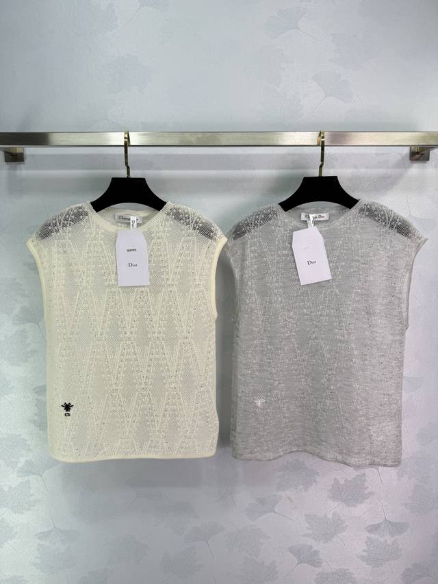 Dio*2025 Spring and Summer new lace knitted vest with exquisite lace pattern des
