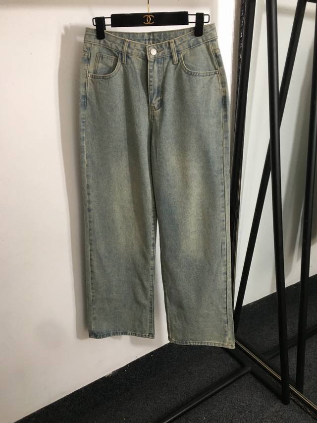 Style No. 8599 Ysl* New Logo Embroidered Back Pocket Washed Distressed Straight