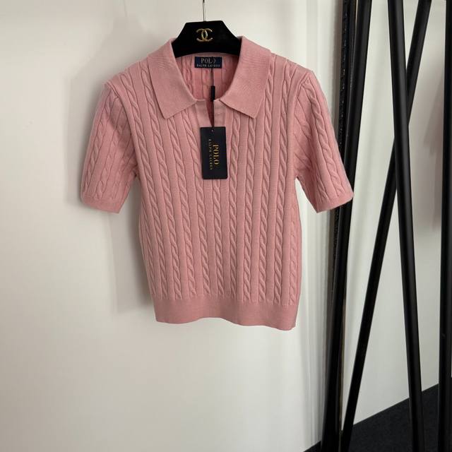 Style No. 20254217 Polo Ralph Lauren new lapel short-sleeved cable knit sweater
