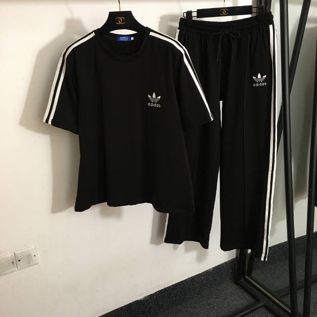 Style No. 5149 Adidas new sports suit, clover letter embossed logo short-sleeve