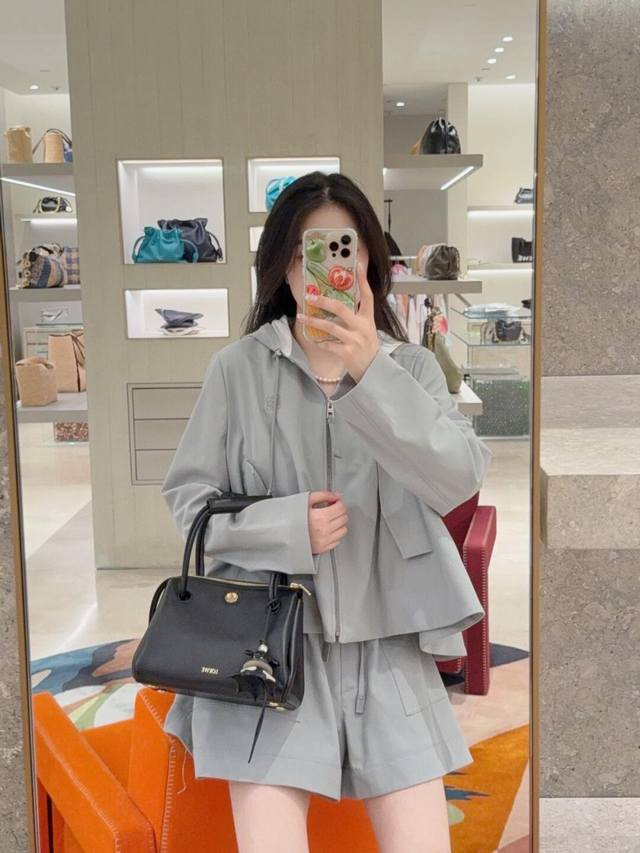 JacketShorts Loew* 25Fw Early Autumn New Hooded Drawstring Zipper Jacket + Short