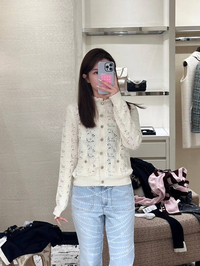 Chane* 25A New hollow lace knitted cardigan from the high-end handicraft worksho