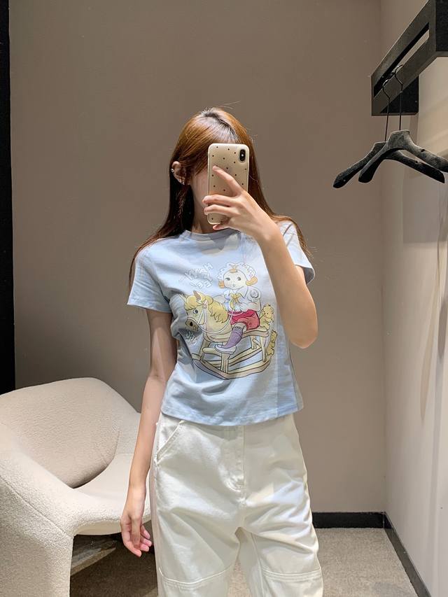 Open Yy 25Ss Spring and Summer new cartoon print round neck short-sleeved T-shir