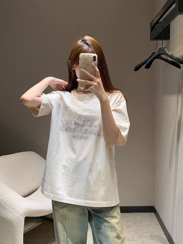 Maiso*N Margiel*A 25Ss Spring and Summer new Mm6 digital stitching logo distress