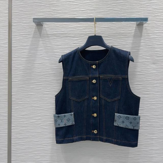 Louis Vuitto*2025Ss new super fashionable patchwork denim personality color uppe