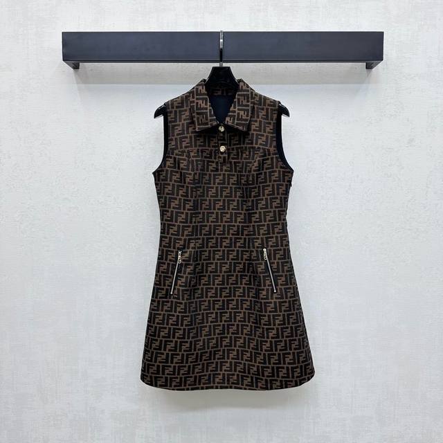 Fend*2025 New arrival Jacquard lapel vest dress Customized Yb imported jacquard
