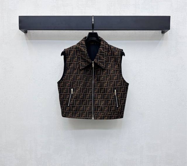 Fend*2025 New arrival Jacquard zipper vest custom Yb imported jacquard material