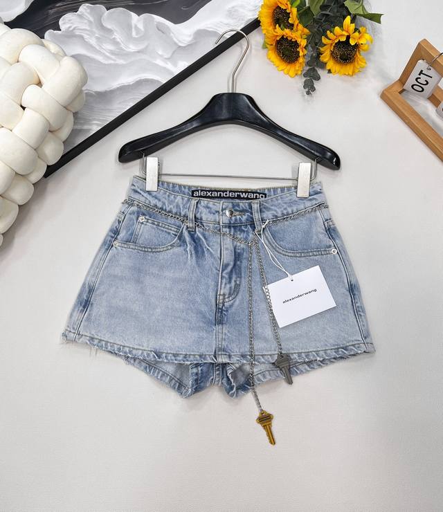 Alexander Wang's new king key waist chain jeans skirt, the same style as the off