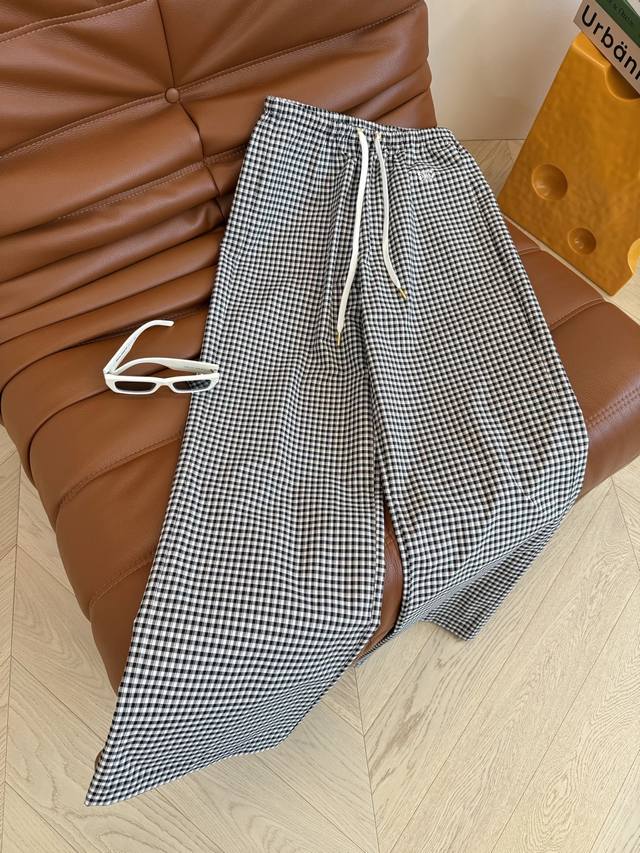 Summer lazy casual 25Ss Arc de Triomphe Logo embroidered plaid pants are a must