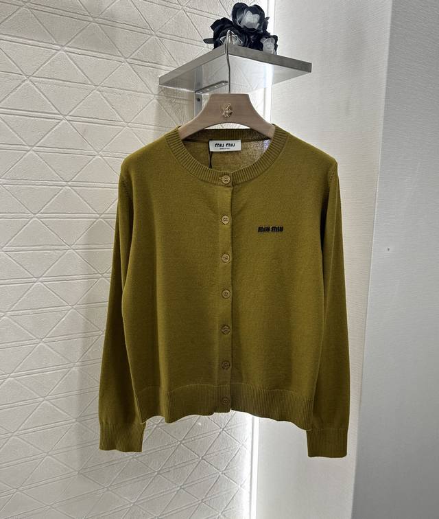Miumi*2025 New arrivals Plain all-match knitted cardigan Customized Yb wool yarn