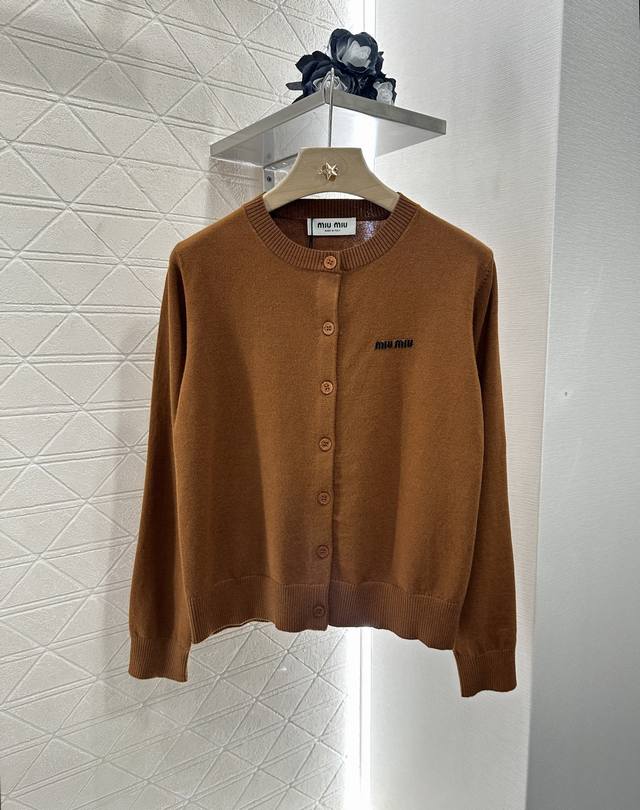 Miumi*2025 New arrivals Plain all-match knitted cardigan Customized Yb wool yarn