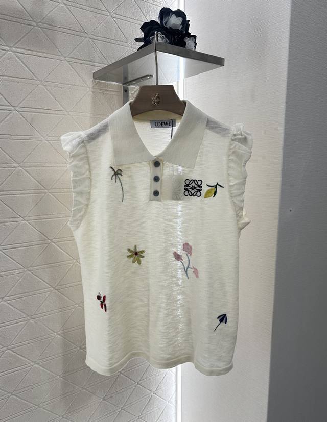 Loew*2025 New arrivals Fungus sleeve lapel knitted vest Customized Yb linen yarn