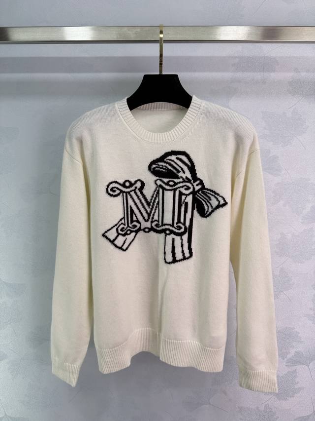 Ma*225 Early autumn new knitted sweater with bowknot letter jacquard pattern, su