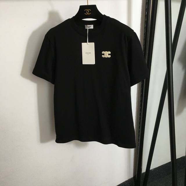 Style No. 1386 Celin* new Arc de Triomphe Logo embroidered cotton short-sleeved