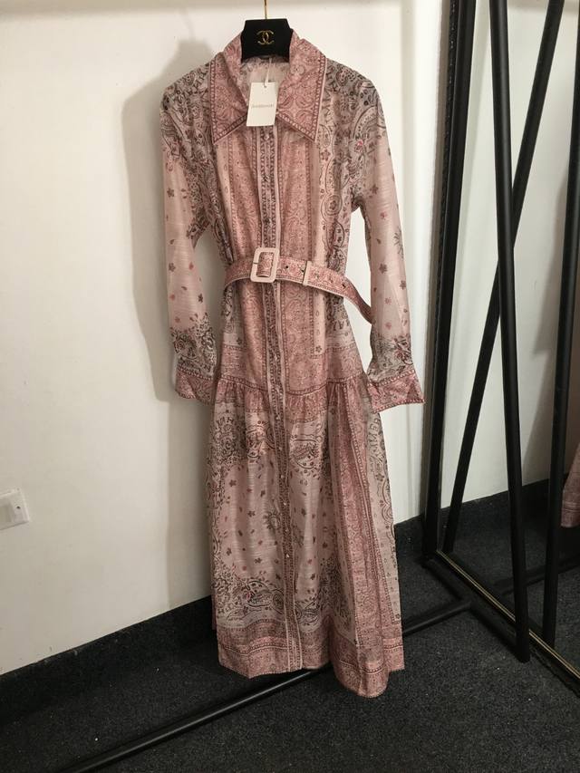 Style No. 4989 Zimmermann new retro pattern linen print lapel waist long sleeve