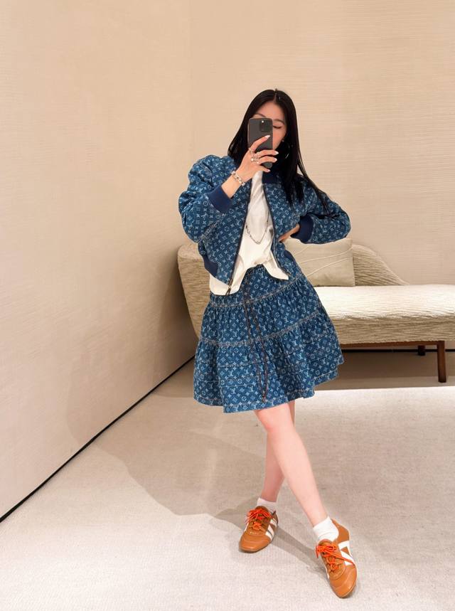 Louis Vuitt*N 25Fw Early Autumn New Laser Printed Cake Skirt Denim Skirt | Exclu