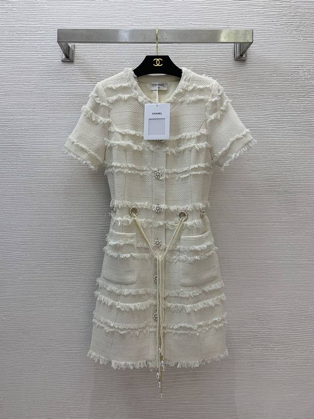 Style No. G25040937 Chane*L new high-end custom striped tassel tweed fabric, el
