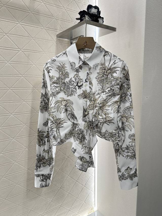 Dio*2025 New arrivals Printed silk short lace-up shirt Customized Yb Imported mu
