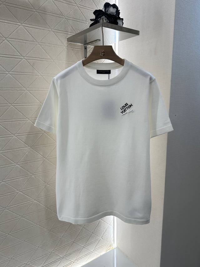 Louis Vuitto*2025 new arrivals embroidered letters knitted short sleeves Customi