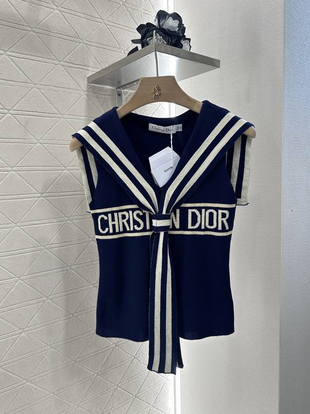 Dio*2025 New arrivals Shawl collar striped knitted vest Customized Yb imported y