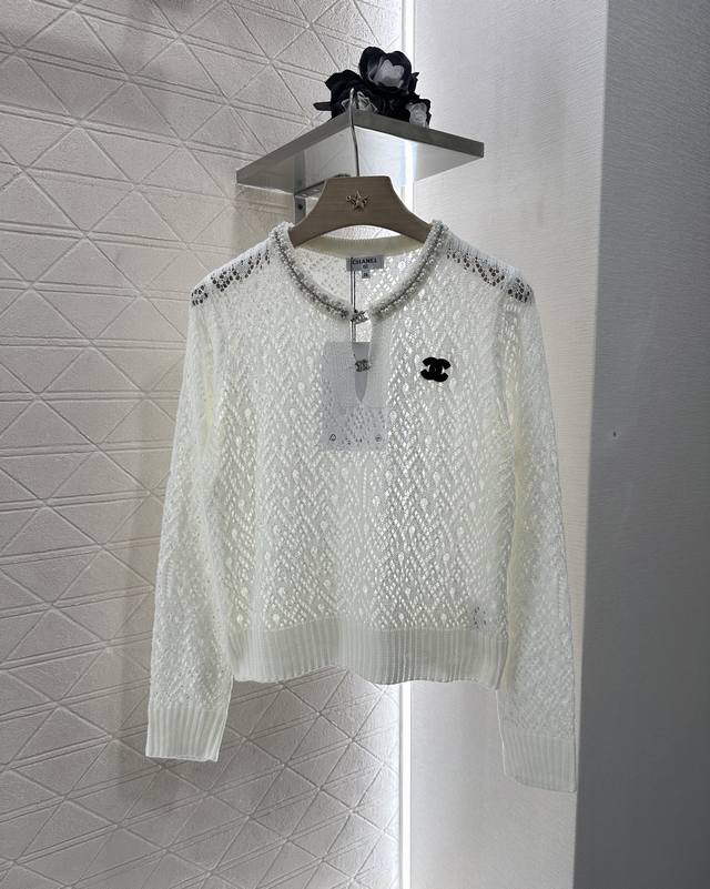 Chane*2025 New arrivals Pearl hollow knitted long sleeves Customized Yb cotton y