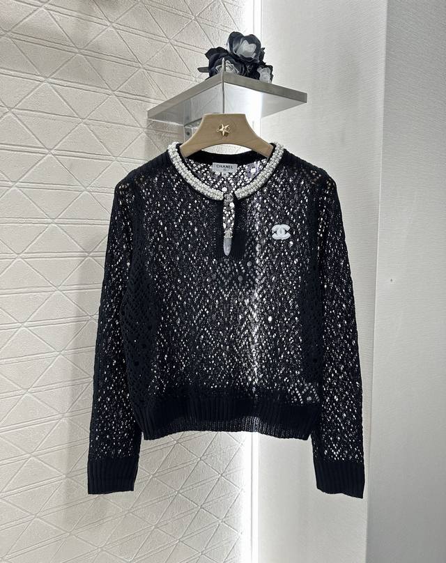 Chane*2025 New arrivals Pearl hollow knitted long sleeves Customized Yb cotton y