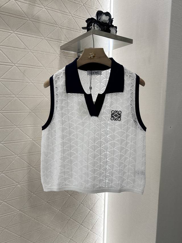 Loew*2025 New arrivals Hollow contrast knitted vest Customized Yb imported yarn