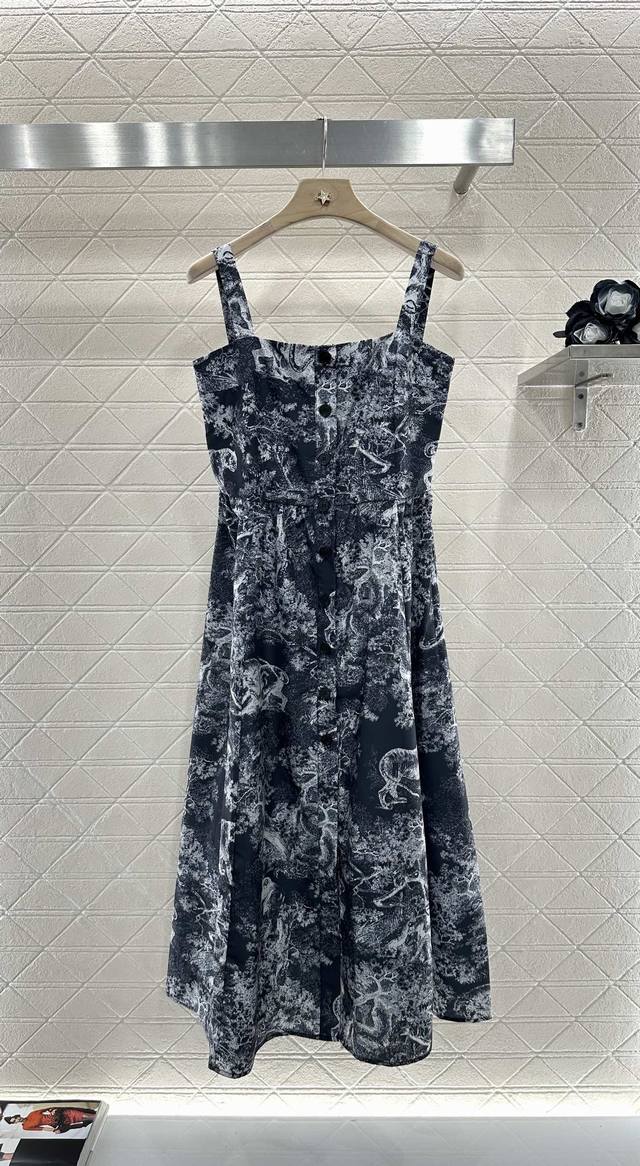 Dio*2025 New arrivals printed suspender dress Customized Yb imported twill thick