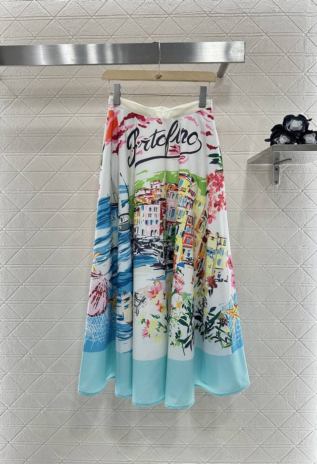 Dio*2025 New arrivals Printed city street scene skirt Customized Yb imported twi