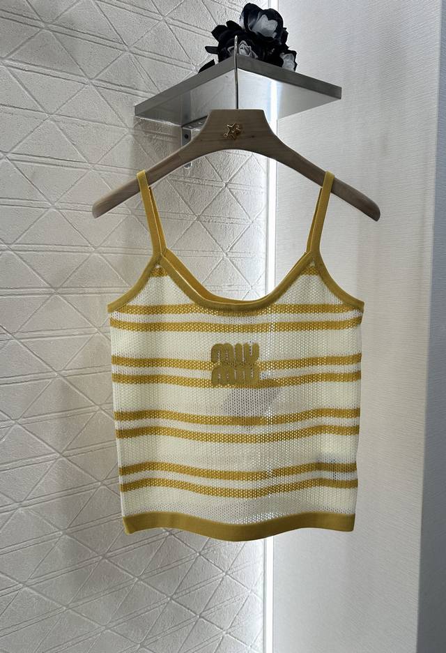 Miumi*2025 New arrivals Striped camisole knitted vest Customized Yb linen cotton